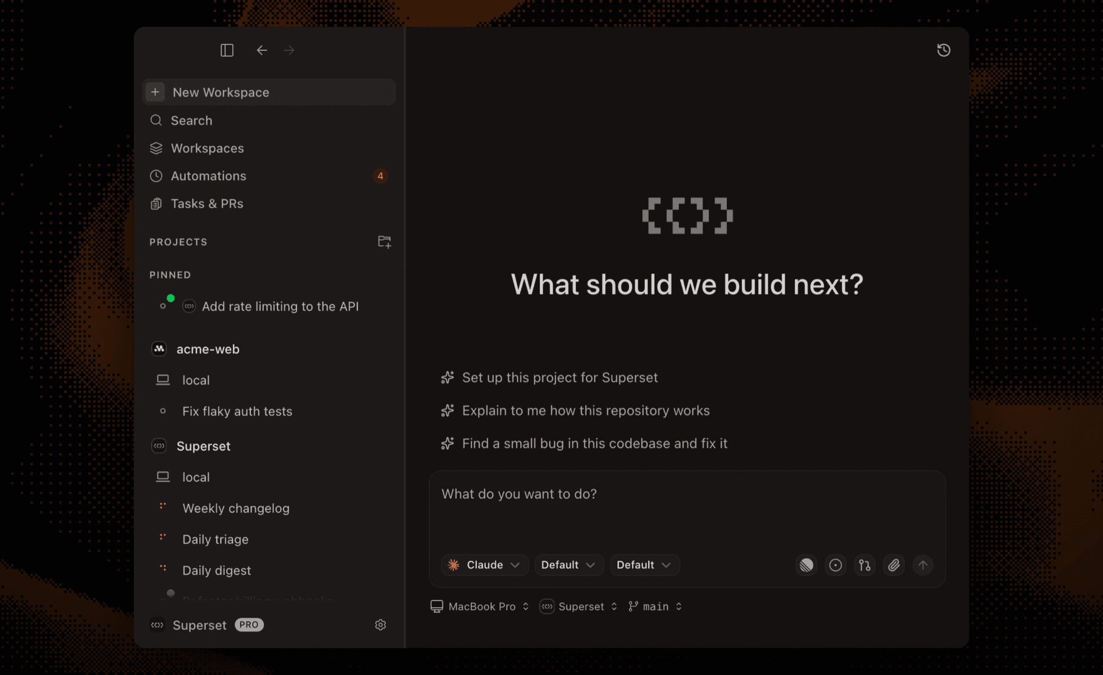 The Paradev home screen: describe a task, pick an agent, go